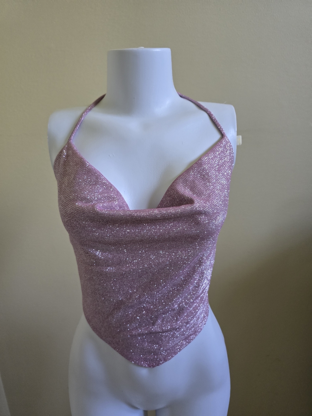 Sparkle Halter Crop Top - Pink